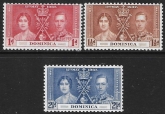 1937  Dominica   SG.96-8  Coronation set 3 values U/M (MNH)