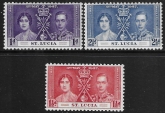 1937  St. Lucia   SG.125-7  Coronation set 3 values U/M (MNH)