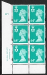 NI 86  64p turquoise blue 2B    cyld. W1 phos W2  Walsall U/M (MNH)