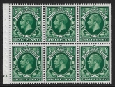 NB21 (SG.439c) ½d green  cylinder E4 dot perf B4A(I) unmounted mint. (MNH) (trimmed perfs)