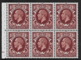 NB26 (SG.441f)  1½d red-brown  Cyld. G30 no dot    perf B4B(E) U/M  (MNH) trimmed perfs.