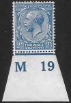 King George V 2½d  blue Royal Cypher. control M19 imperf.   M/M