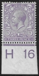 King George V 3d violet Royal Cypher. control H16 imperf M/M