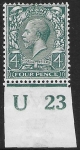 King George V 4d grey-green  Royal Cypher. control U23 imperf M/M