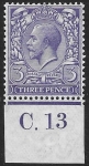 King George V  3d violet   Royal Cypher.  Control C.13  imperf. M/M