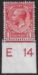 King George V  1d red Royal Cypher.  Control  E14  imperf. M/M