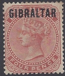 1886 Gibraltar SG.5  4d orange-brown mounted mint.