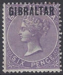 1886 Gibraltar SG.6  6d deep lilac  mounted mint.