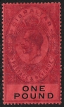 1912 Gibraltar  SG.85  £1 dull purple and black/red  lightly mounted mint.