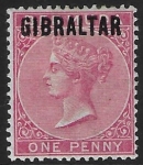 1886 Gibraltar SG.2  1d rose-red of Bermuda overprinted Gibraltar  M/M