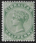 1887 Gibraltar  SG.8  ½d dull green lightly mounted mint.
