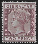1886  Gibraltar SG.10  2d brown-purple lightly mounted mint.