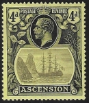 1924-33  Ascension Island  SG.15  4d grey-black and  black/yellow  lightly mounted mint.