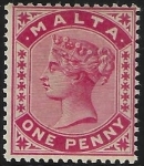 1885-90  Malta  SG.21 1d rose perf 14 Crown CA U/M (MNH)