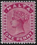 1885-90 Malta  SG.22 1d carmine Perf 14 Crown CA. very lightly mounted.