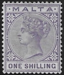 1885-90  Malta  SG.28  1/- violet  perf 14 crown CA  U/M (MNH)
