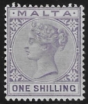 1890  Malta  SG.29  1/- pale violet  perf 14 crown CA  U/M (MNH)