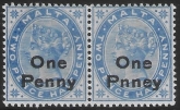 1902  Malta  SG.37 & 37a   2½d bright blue  error overprint 'PNNEY' in pair with normal U/M (MNH)