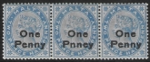 1902  Malta  SG.37a   2½d bright blue  error overprint 'PNNEY' with 2 normal. U/M (MNH)