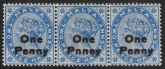 1902  Malta  SG.37a   2½d bright blue  error overprint 'PNNEY' with 2 normal. U/M (MNH)
