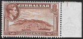 1940  Gibraltar  SG.122a 1d yellow-brown perf 13½  U/M (MNH)