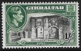 1942 Gibraltar  SG.127b   1/-  black and green  perf 13  U/M (MNH)