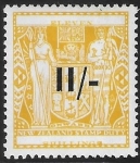 New Zealand - Arms F189  11/- on 11/- yellow . lightly mounted mint.