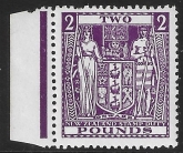 New Zealand - Arms F206 £2 bright purple (short perf at top)  U/M (MNH)