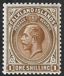 1920 Falkland Islands  SG.65b 1/-  brown. mounted mint.