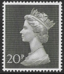 SG.830 20p olive green. on Bradbury Paper (whiter). U/M (MNH)