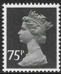 X1023a  75p ord. black type I  perf 15x14   Questa  U/M (MNH)