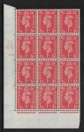 1941 1d pale scarlet cyld. block of 12 - Q5 (SG.486) cyld. 106 dot  control Q45 perf 5(E/I)    U/M
