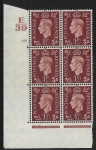 1937 1½d red-brown Q7 (SG.464)  Cylinder 128 no dot Control E39 perf E/I  U/M