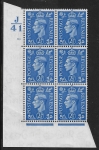 1941 2½d light ultramarine Q14 (SG.489)  Cyld. 83 no dot.  control J41    perf E/I  U/M