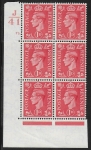 1941 1d pale scarlet  Q5 (SG.486)  Cyld. 72 dot. control J41 perf E/I  U/M