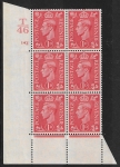 1941 1d pale scarlet  Q5 (SG.486)  Cyld. 142 no dot. control T46 perf E/I  U/M