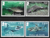 2021 Tristan Da Cunha.  SG.1318-21   Sharks Part 2. set 4 values U/M (MNH)