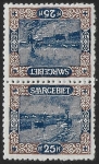 1921 SAAR  SG.56a 25pf blue and brown 'tete beche' pair. U/M (MNH)