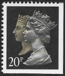 SG.1469 20p phos. brownish black & cream. imperf Bottom & Right  Harrison. ex booklet JB2 U/M (MNH)