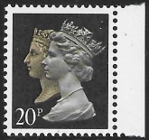 SG.1470 20p  2B brownish black & cream. Harrison. ex booklet  DX11 U/M (MNH)