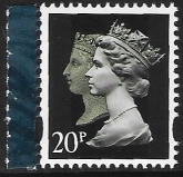 SG.2955  20p 2B  brownish black  cartor ex booklet  DX46 U/M (MNH)