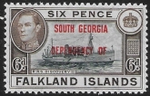 1945 South Georgia SG.B6a  6d blue-black & brown. Falkland Islands overprinted 'South Georgia Dependency Of'- U/M (MNH)