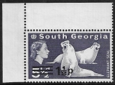 1977 South Georgia SG.55w  1½p on 5½d  deep violet. wmk 14 crown to right of CA  (scarce) U/M (MNH)