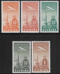 1935  Denmark  SG.287-91 'AIR' set 5 values U/M (MNH)