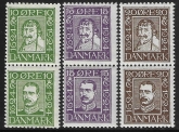 1924 Denmark SG.218A-23A  300th Anniv. of Danish Post. (head facing left). U/M (MNH)