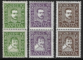 1924 Denmark SG.218B-23B  300th Anniv. of Danish Post. (head facing right). U/M (MNH)
