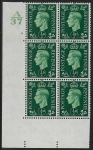 1937 ½d green  Q1 (SG.462)  Cyld.6 no dot. control A37 perf E/I  U/M