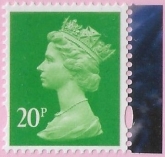 U3075  20p  2B bright green  'M21L'  'MPIL'  DY41   ISP  U/M (MNH)