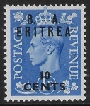 SG. E27   Eritria B. A. 10c on 1d light ultramarine. mounted mint.