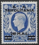 SG.T26 Tripolitania B.  A. 240L on 10s. ultramarine. very lightly mounted mint.